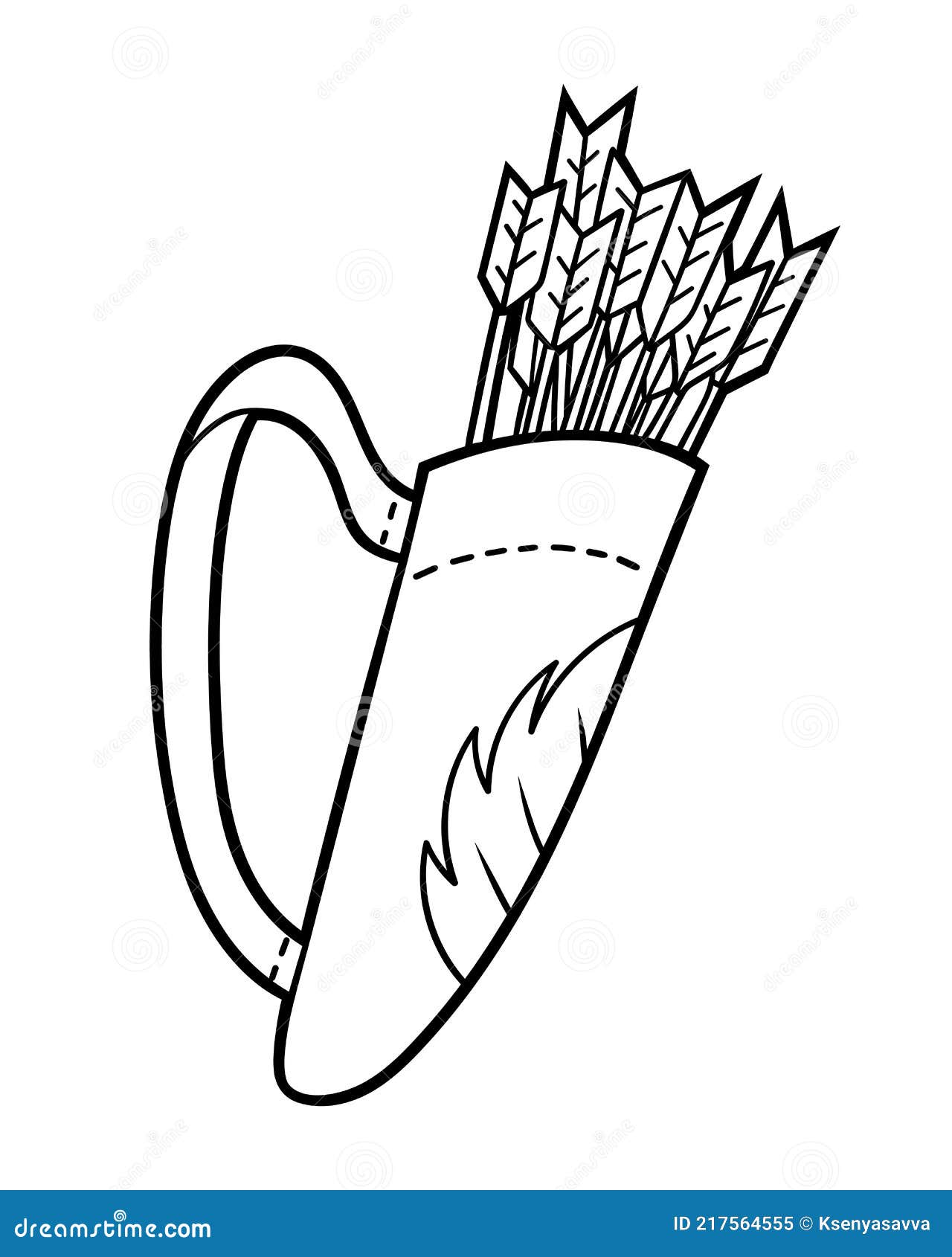 Coloring book for kids quiver with arrows stock vector