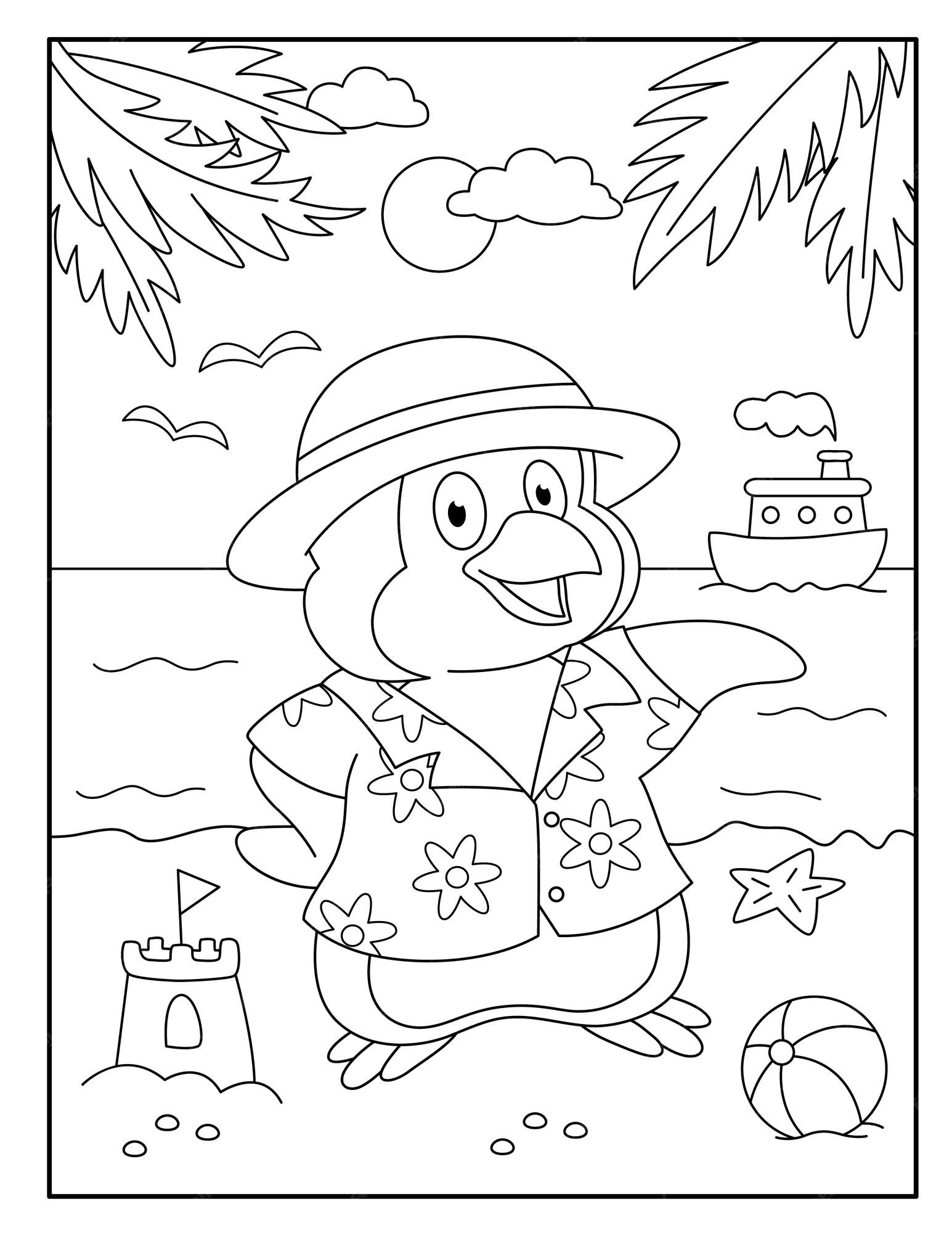 Premium vector cute penguin coloring pages for kids
