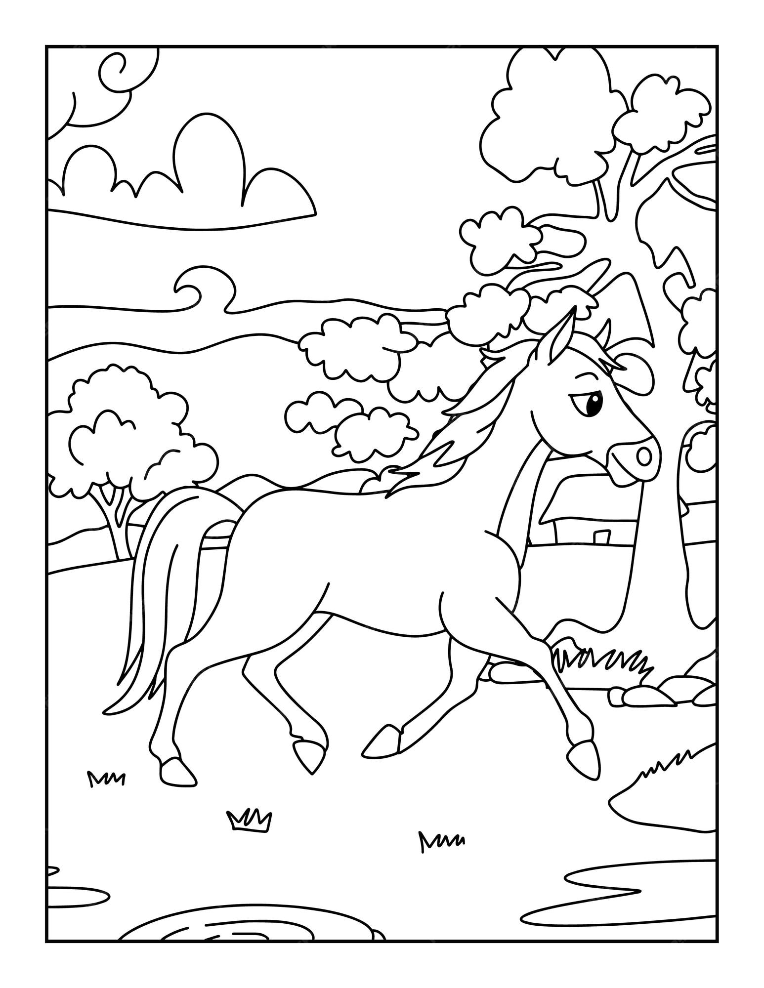 Premium vector printable horse coloring pages for kids