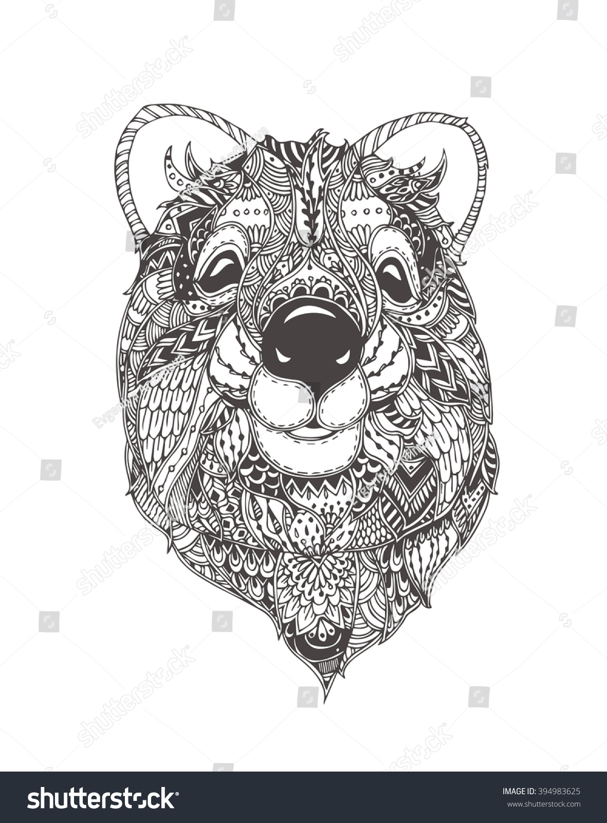 Quokka ethnic floral doodle pattern coloring stock vector royalty free