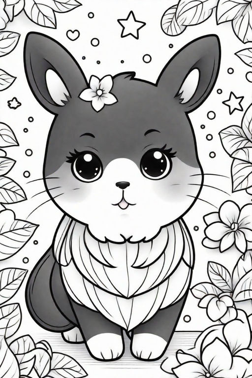 Coloring page of a cute quokka