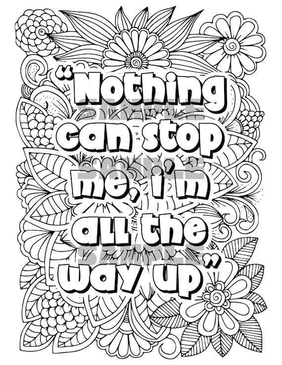 Popular quotes flower coloring pages adult digital art printable flowers pdf prints quote pdf png digital download