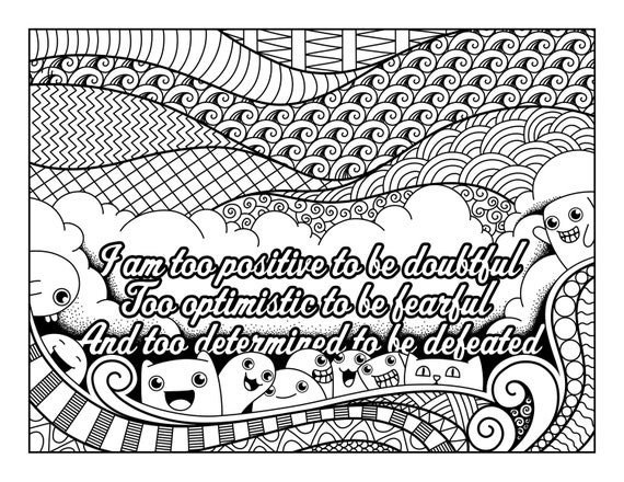 Digital quote coloring pages coloring book for adults