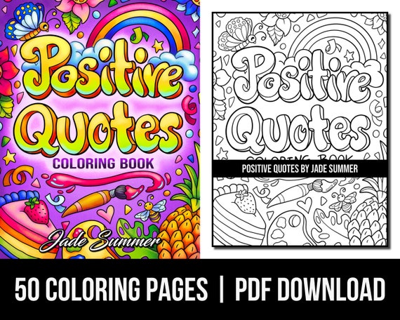 Inspirational coloring pages positive quotes adult coloring book by jade summer digital coloring pages printable pdf download instant download