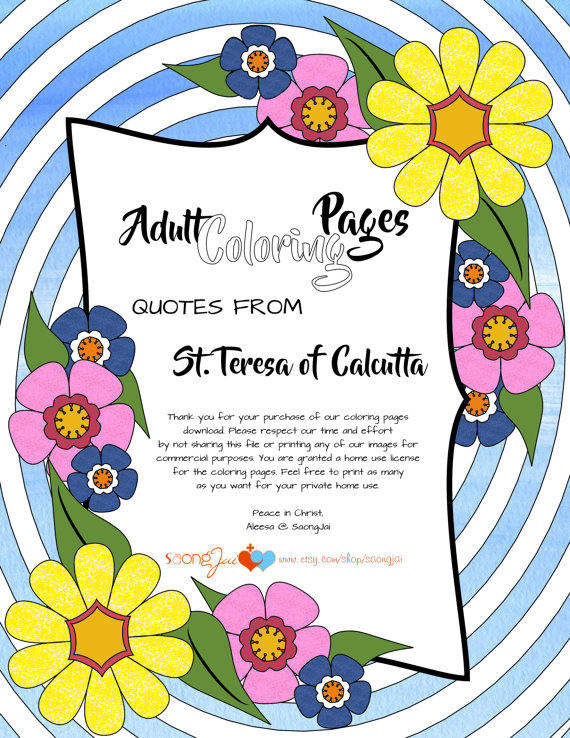 St teresa of calcutta quotes adult coloring pages pdf peters square