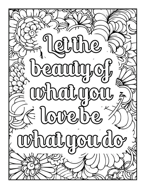 Inspirational quotes printable coloring pages digital download coloring book pages adult coloring print from home instant download