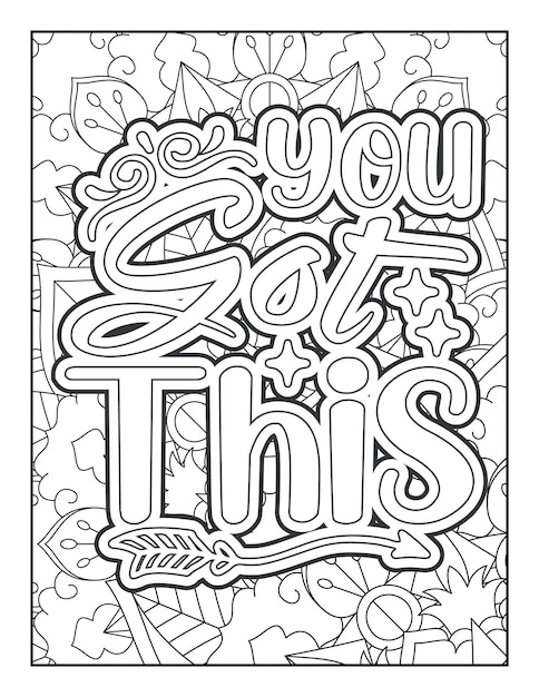 Premium vector motivational quotes coloring page inspirational quotes coloring page adult coloring page