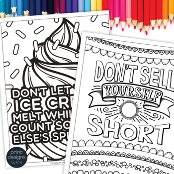 Motivational wellness quotes adult coloring pages for self care book
