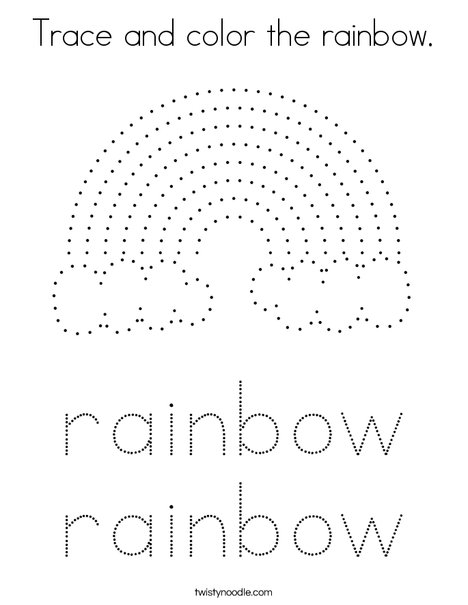Trace and color the rainbow coloring page