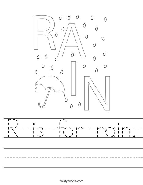 R is for rain worksheet