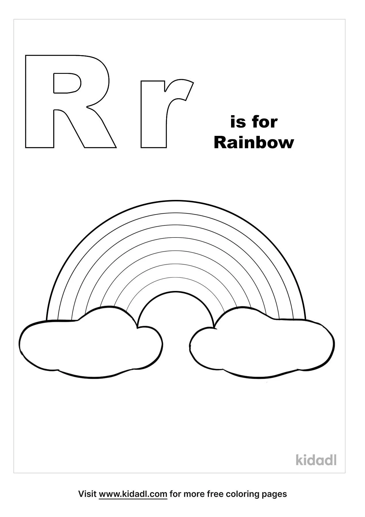 Free r is for rainbow coloring page coloring page printables