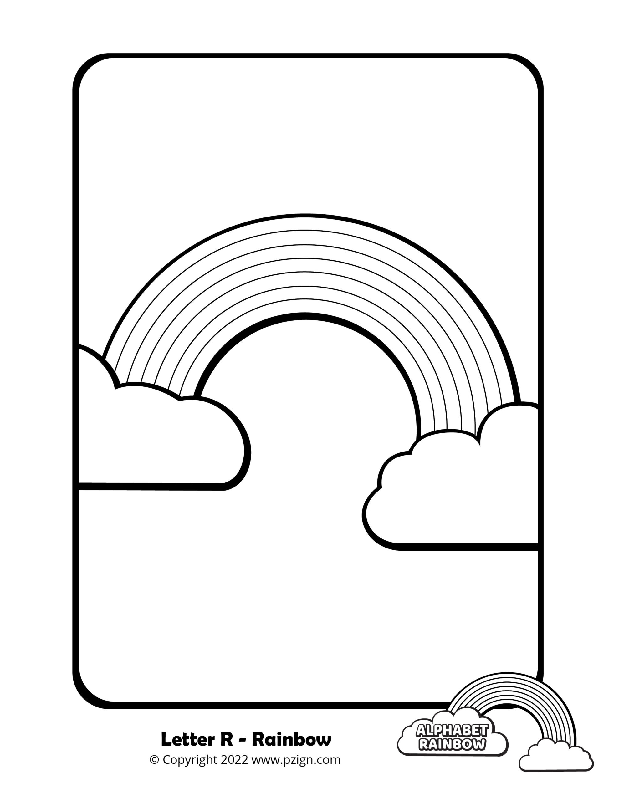 Alphabet rainbow â letter r coloring pages
