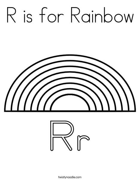 R is for rainbow coloring page