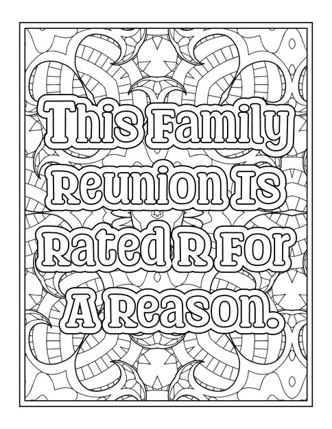 Premium vector familys quotes coloring pages for kdp coloring pages