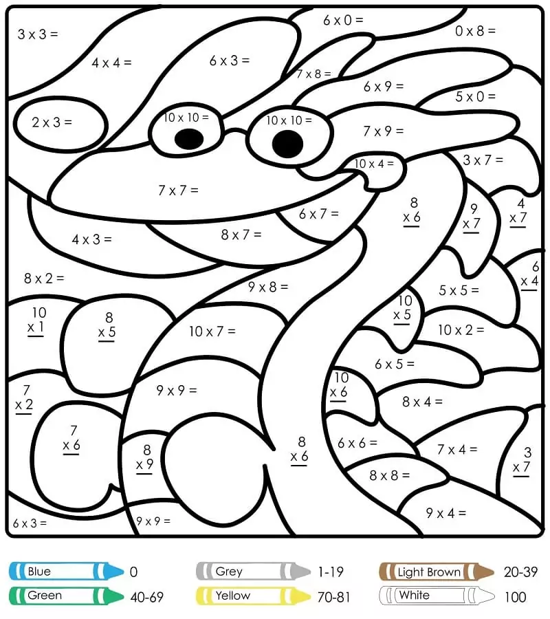 Multiplication color by number