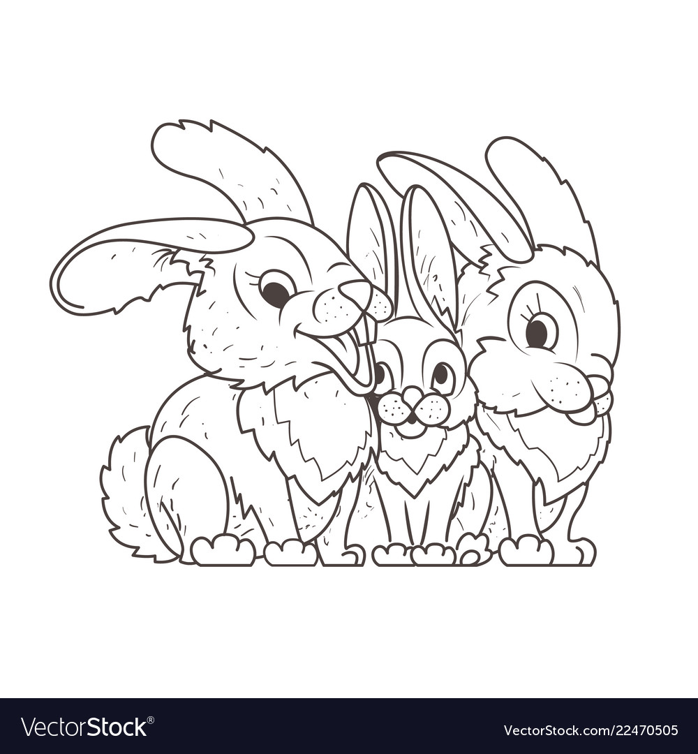 Family hares coloring book royalty free vector image