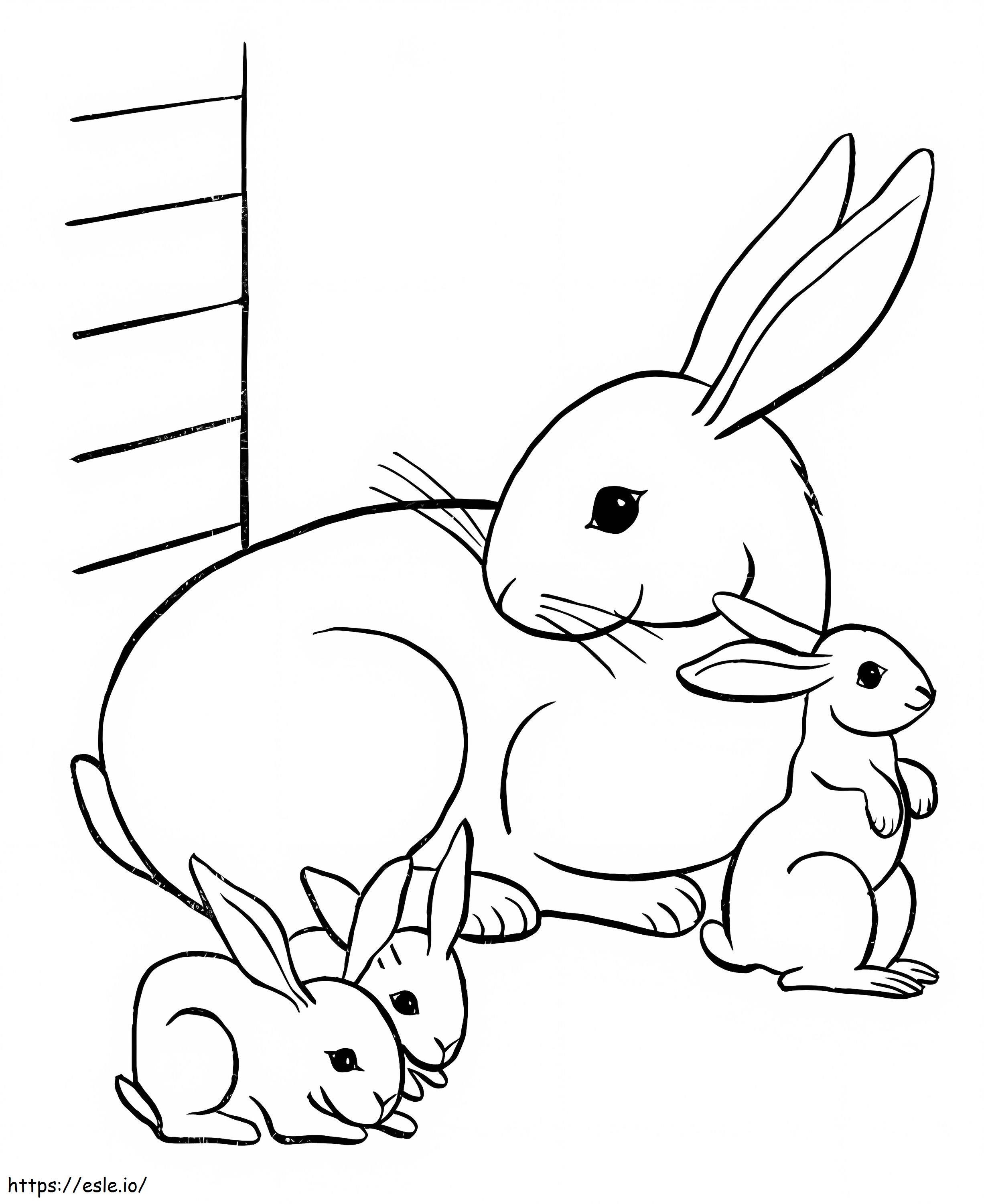 Family rabbits coloring page