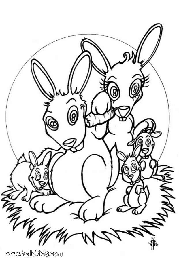 Rabbit family coloring pages