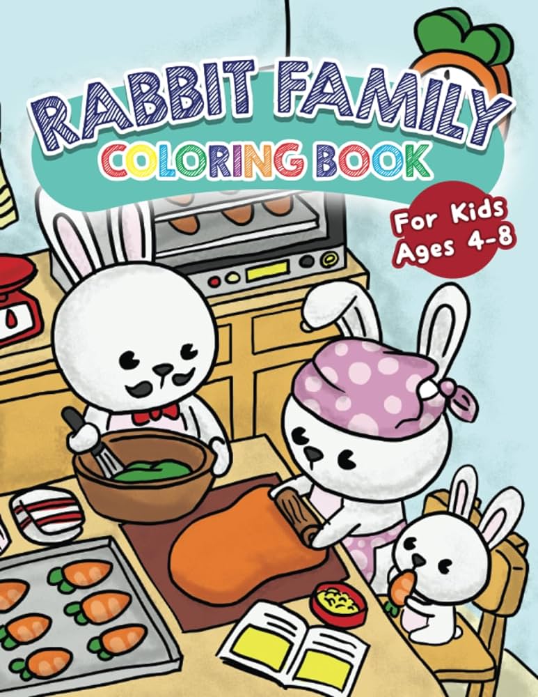 Rabbit family coloring book for kids ages