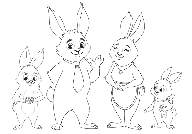Rabbit family character design