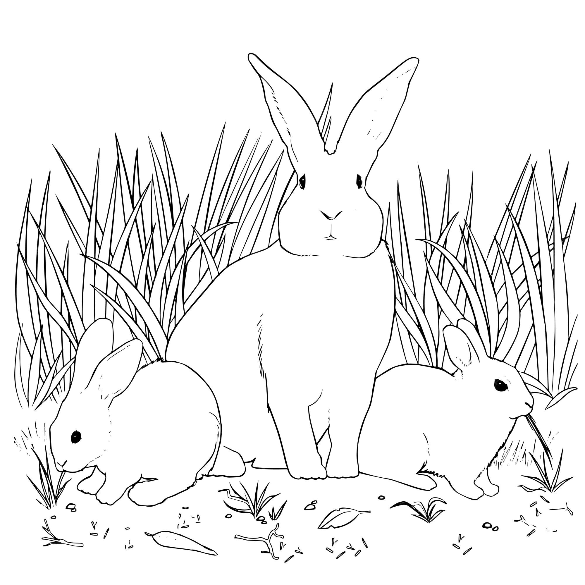 Premium vector vector hand drawn rabbit family outline illustration for coloring