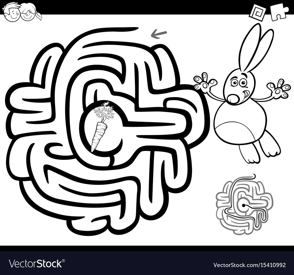 Maze with rabbit coloring page royalty free vector image