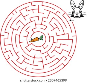Cute rabbit maze puzzle game kids stock vector royalty free