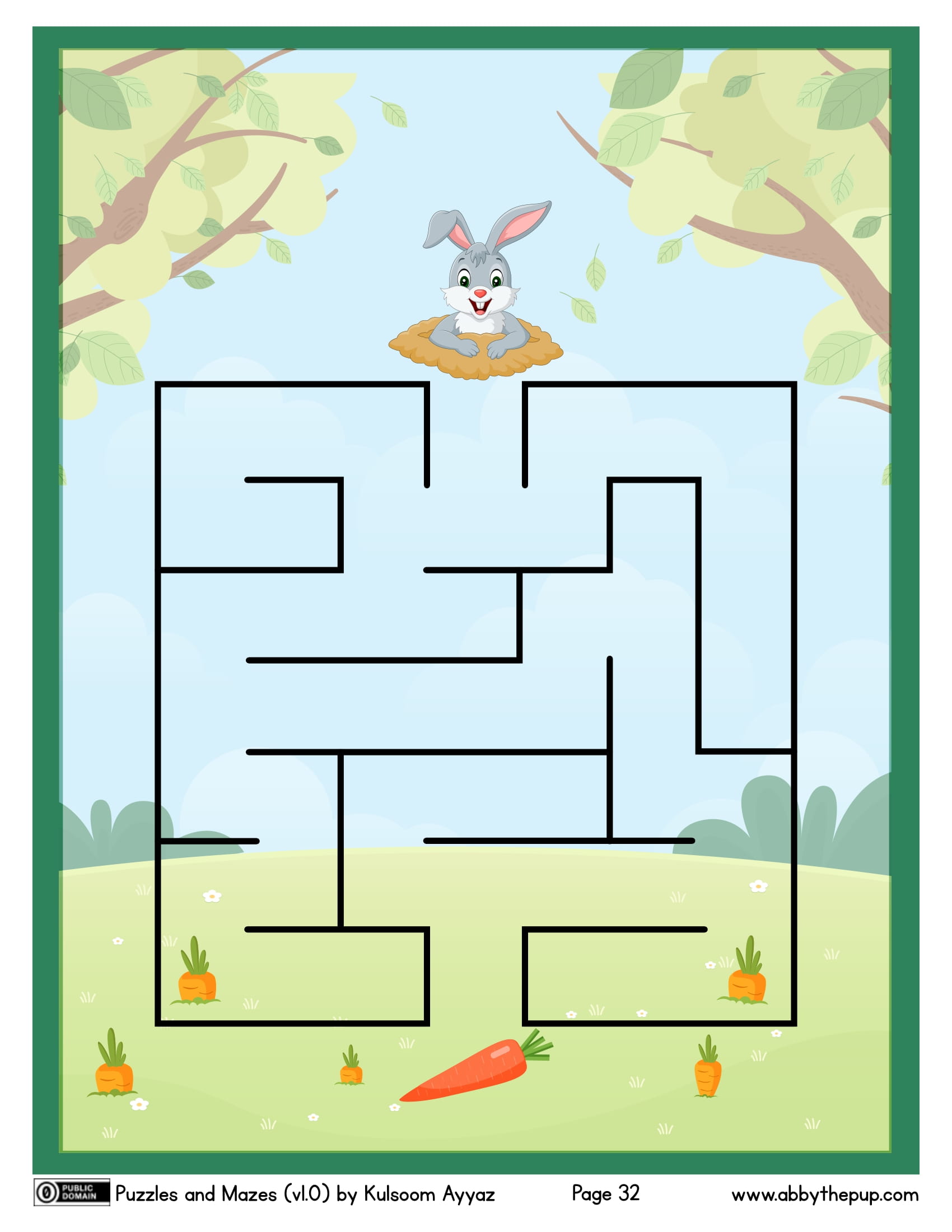 Help rabbit find the carrot maze free printable puzzle games