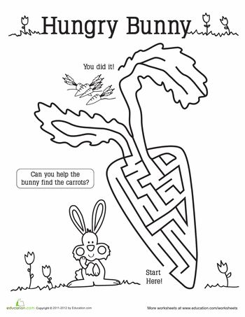 Bunny maze worksheet education easter preschool easter preschool worksheets easter worksheets