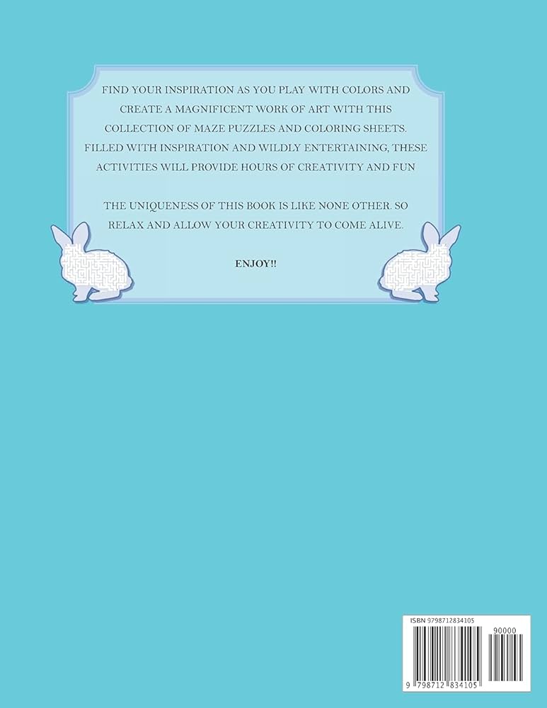 Bunny maze includes coloring sheets rabbit activity puzzle for teen girls women and children