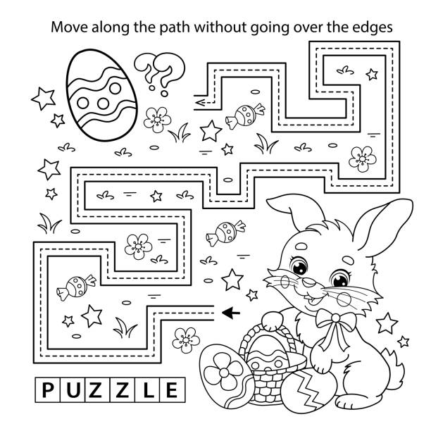 Maze bunny and easter eggs stock illustrations royalty