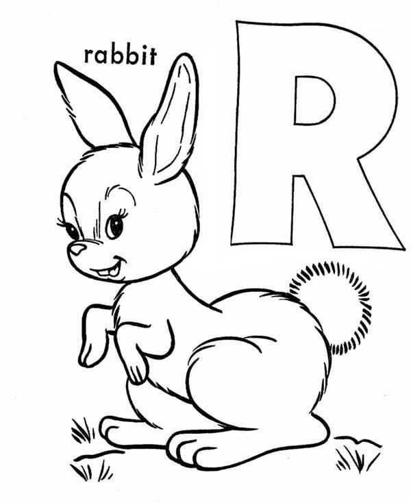 Letter r is for rabbit coloring page