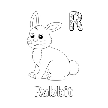 Premium vector rabbit alphabet dinosaur abc coloring page