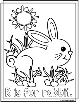 Animal alphabet coloring pages r is for rabbit freebie by teachersavers