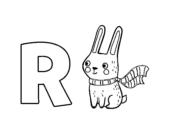 R of rabbit coloring page