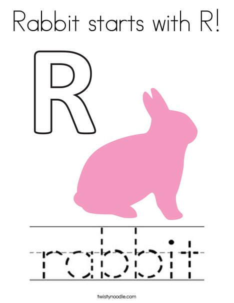 Rabbit starts with r coloring page