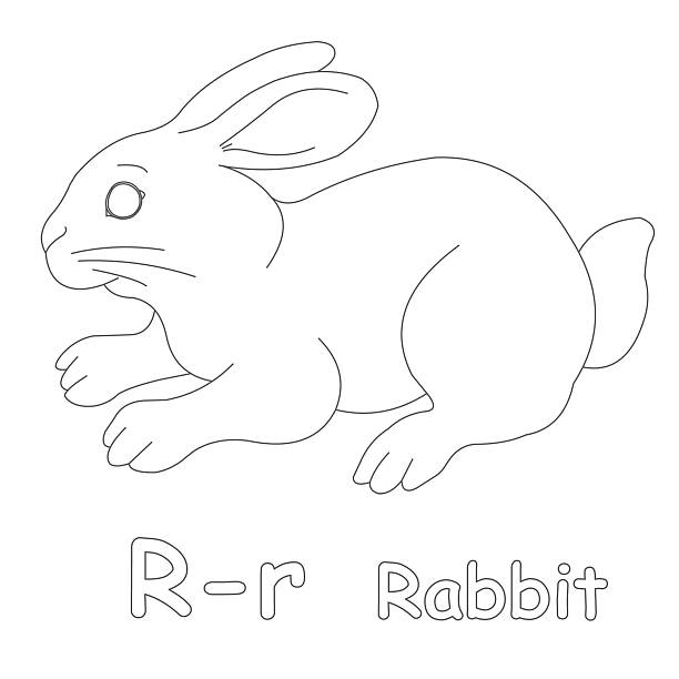 Letter r for rabbit coloring page stock photo