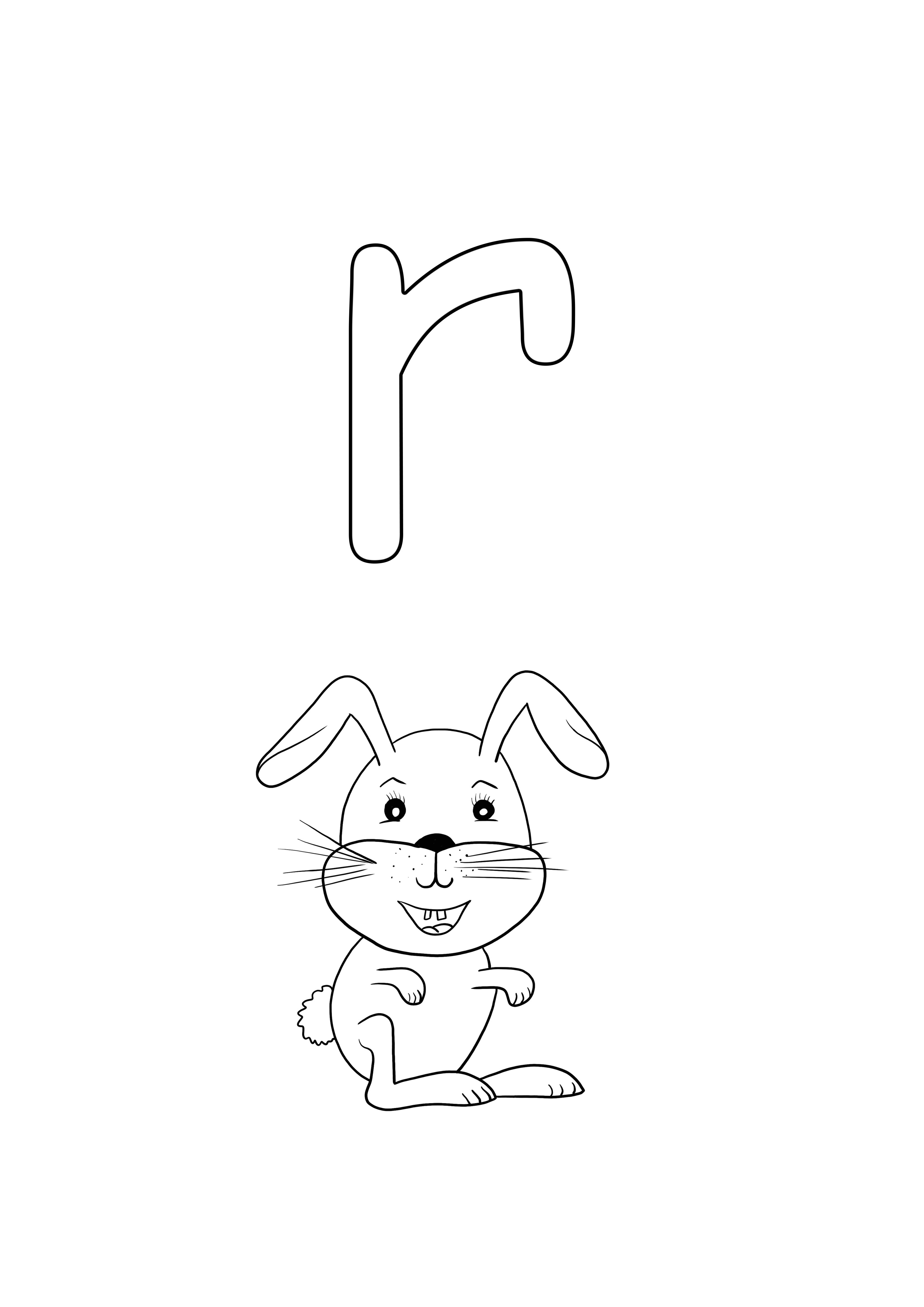 R is for rabbit to print for free and color