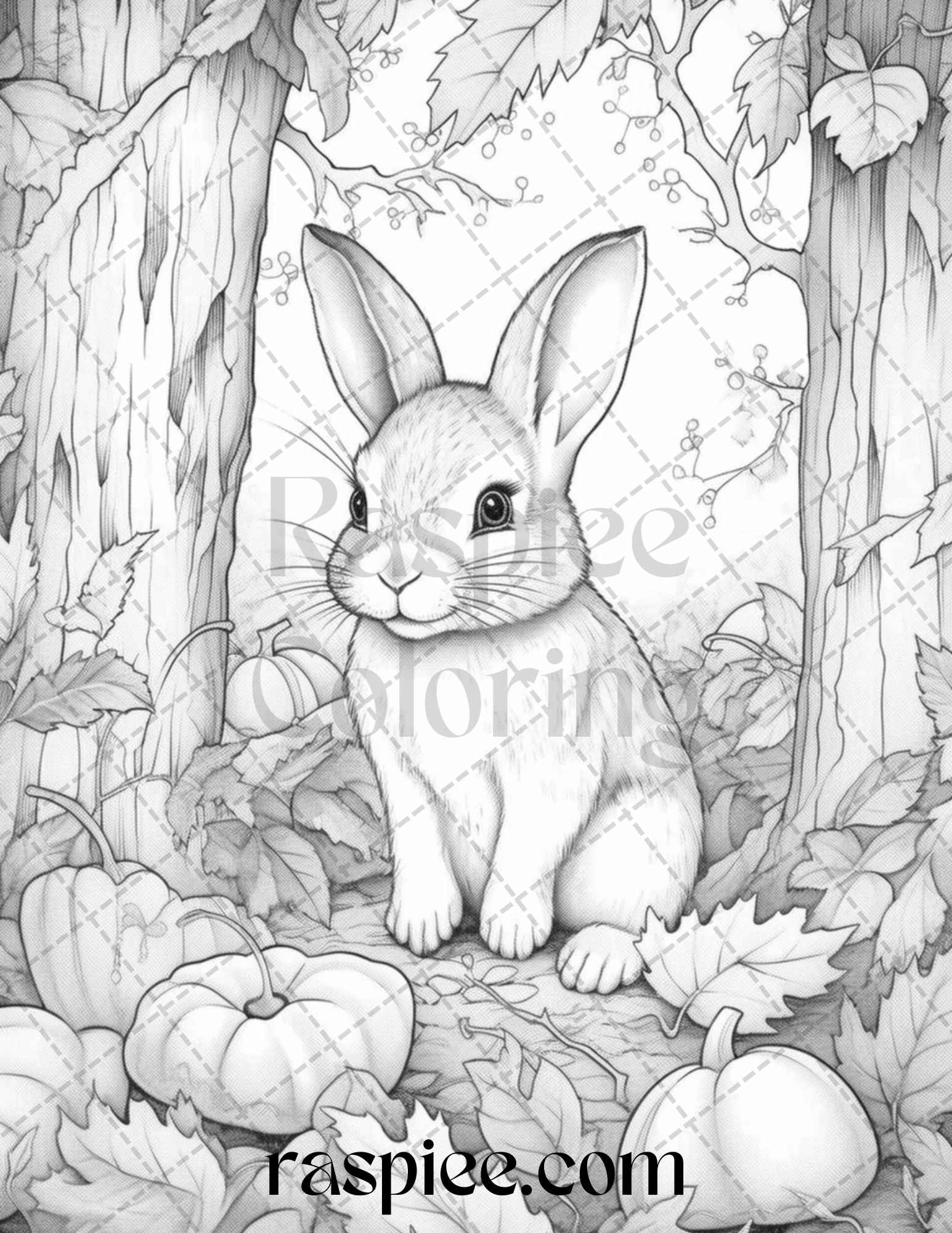 Rabbit garden grayscale coloring pages printable for adults pdf fi â coloring