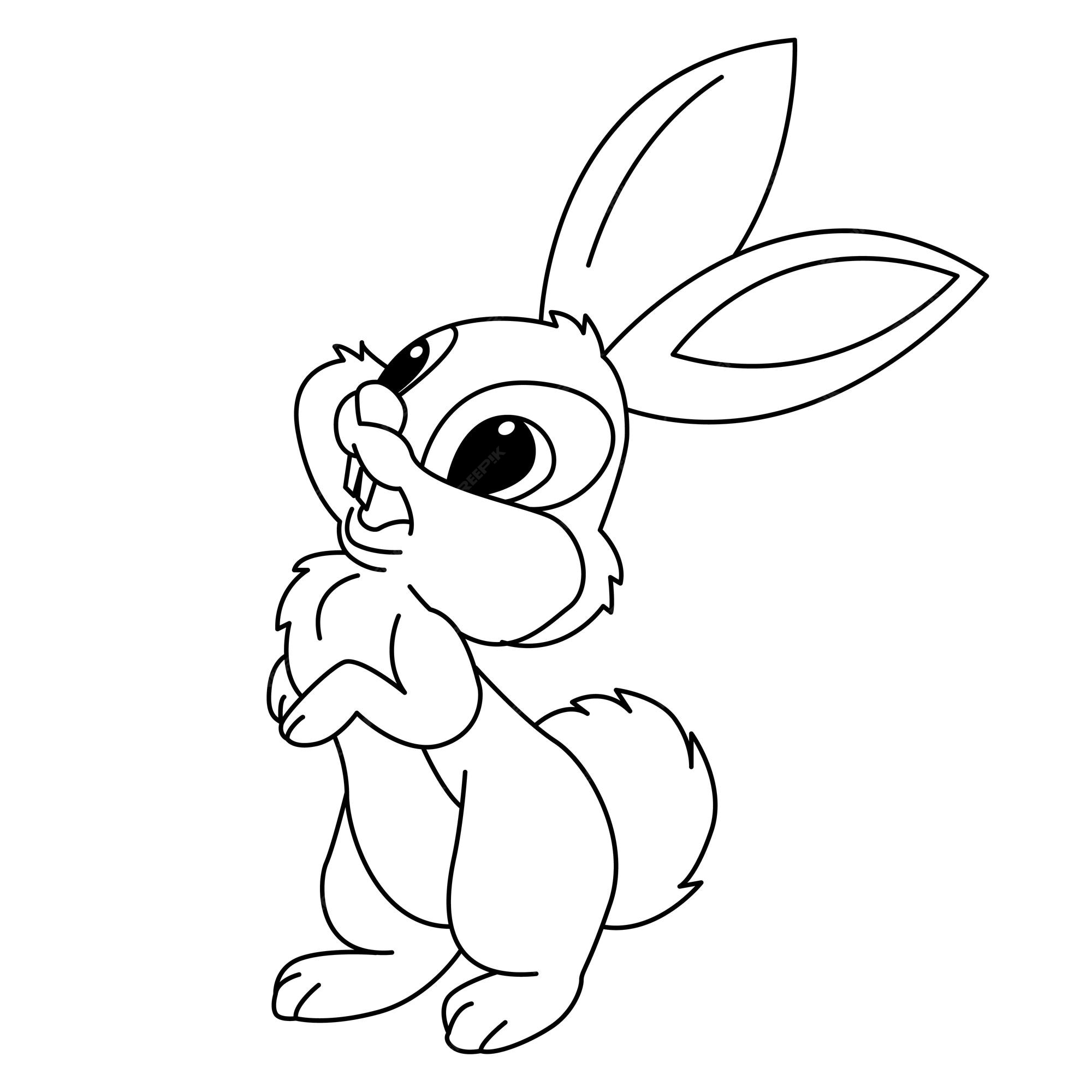 Premium vector cute rabbit cartoon coloring page illustration vector for kids coloring book