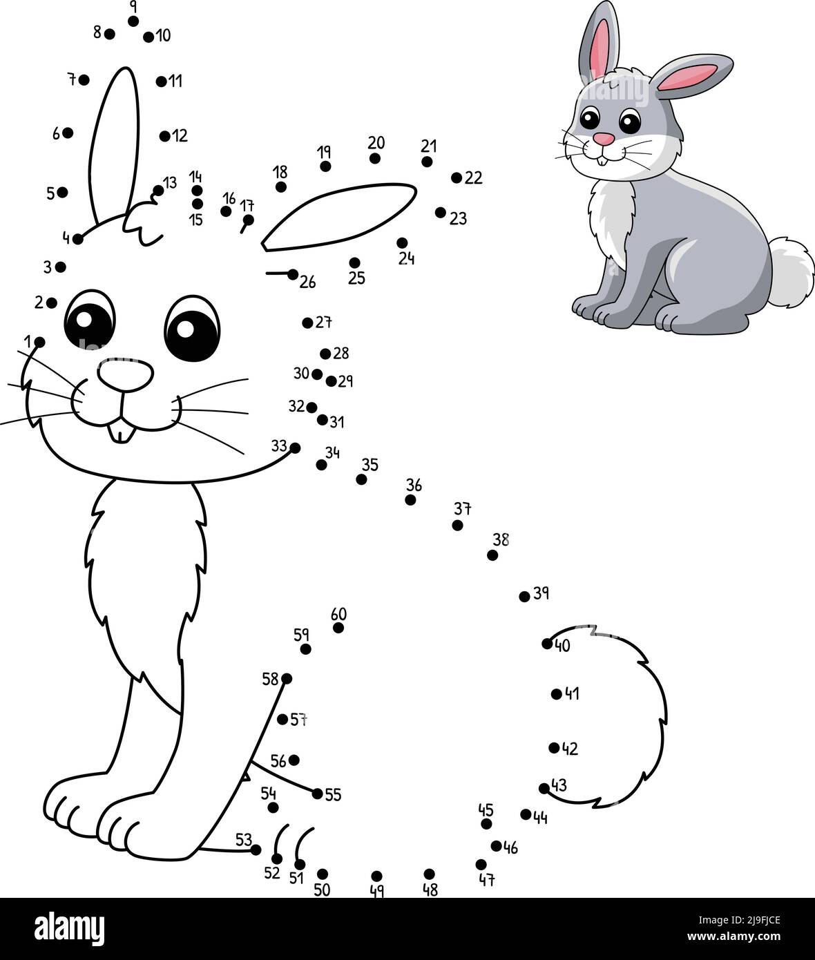 Dot to dot rabbit coloring page for kids stock vector image art