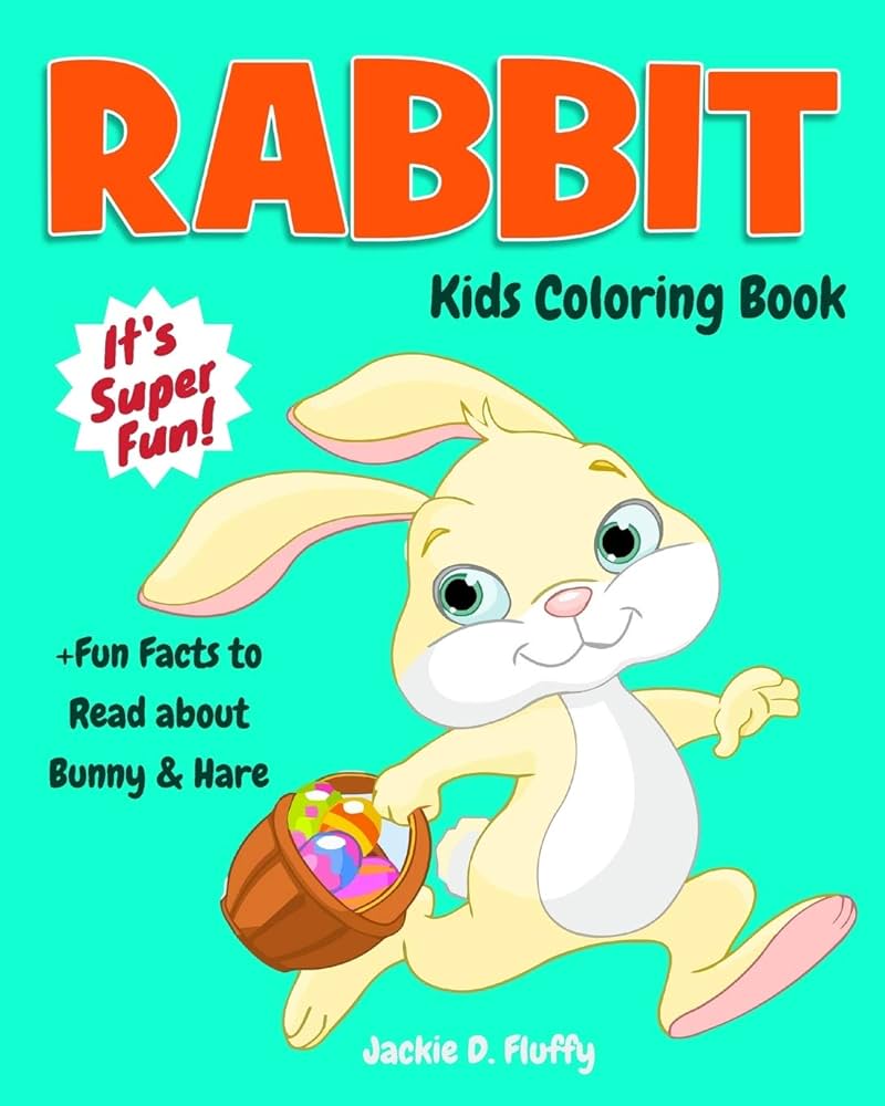 Rabbit kids coloring book fun facts to read about bunny hare children activity book for boys girls age