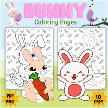 Printable spring bunny rabbit coloring sheets