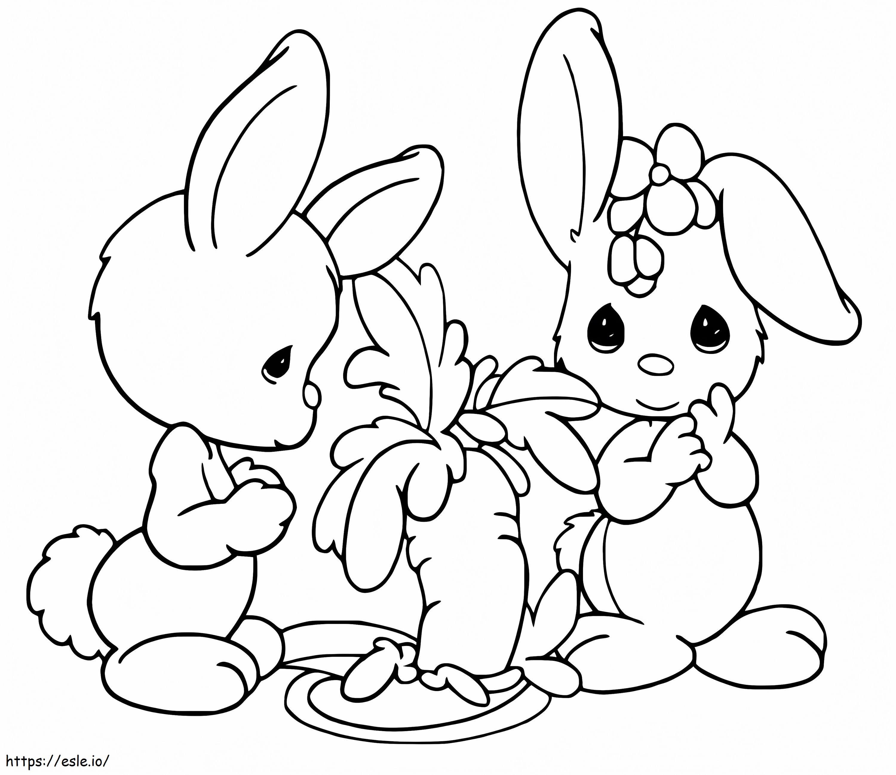 Cute rabbit couple coloring page