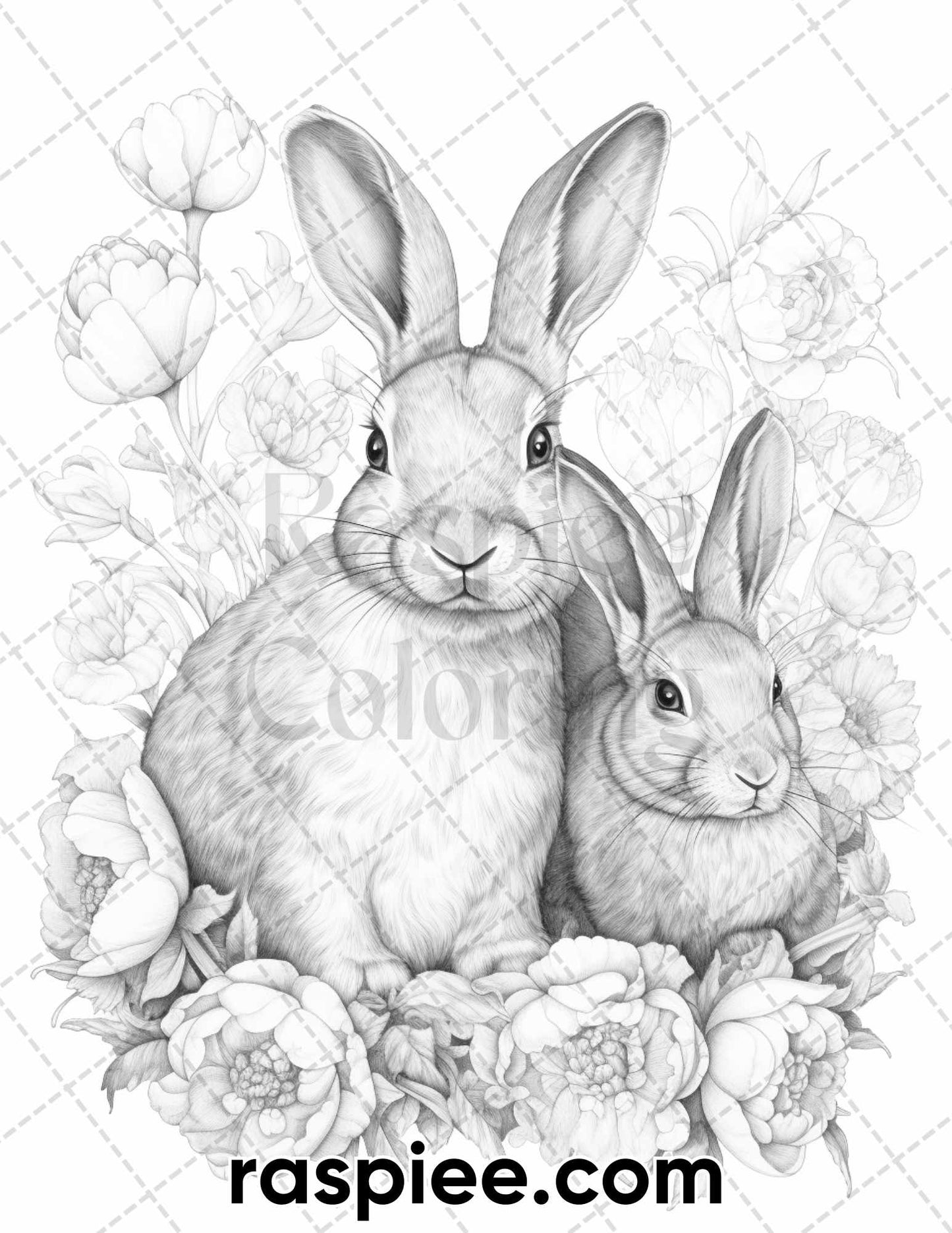 Floral animal couple grayscale coloring pages for adults printable â coloring