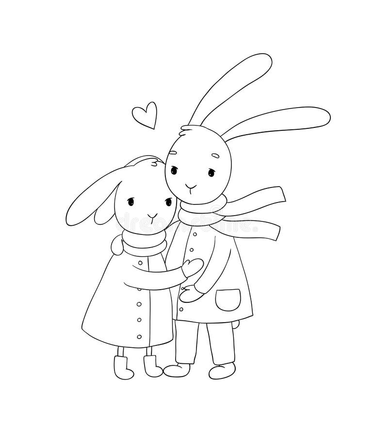 Rabbits hug stock illustrations â rabbits hug stock illustrations vectors clipart