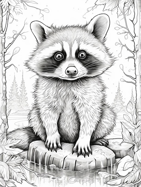 Page peekaboo raccoon coloring images
