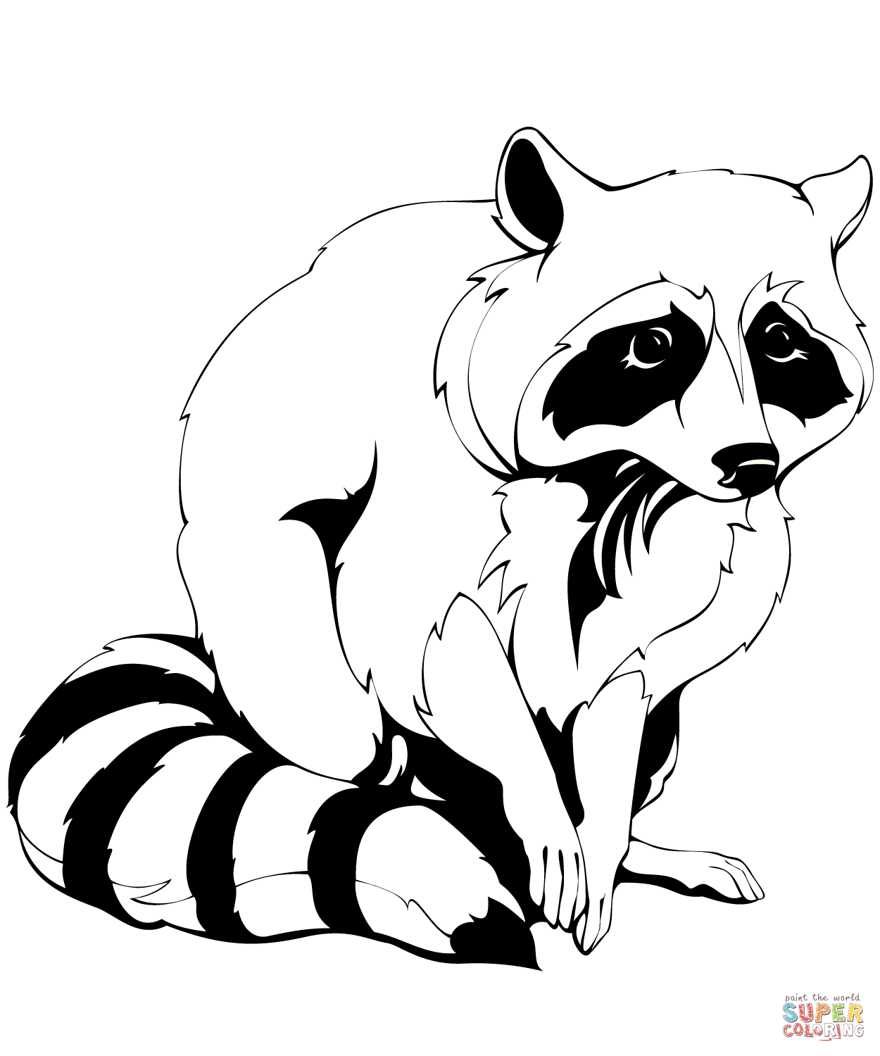 Raccoon coloring page free printable coloring pages