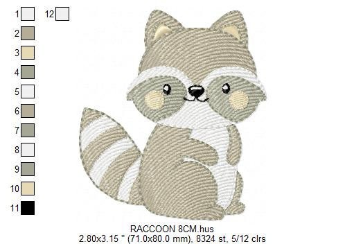 Raccoon embroidery designs