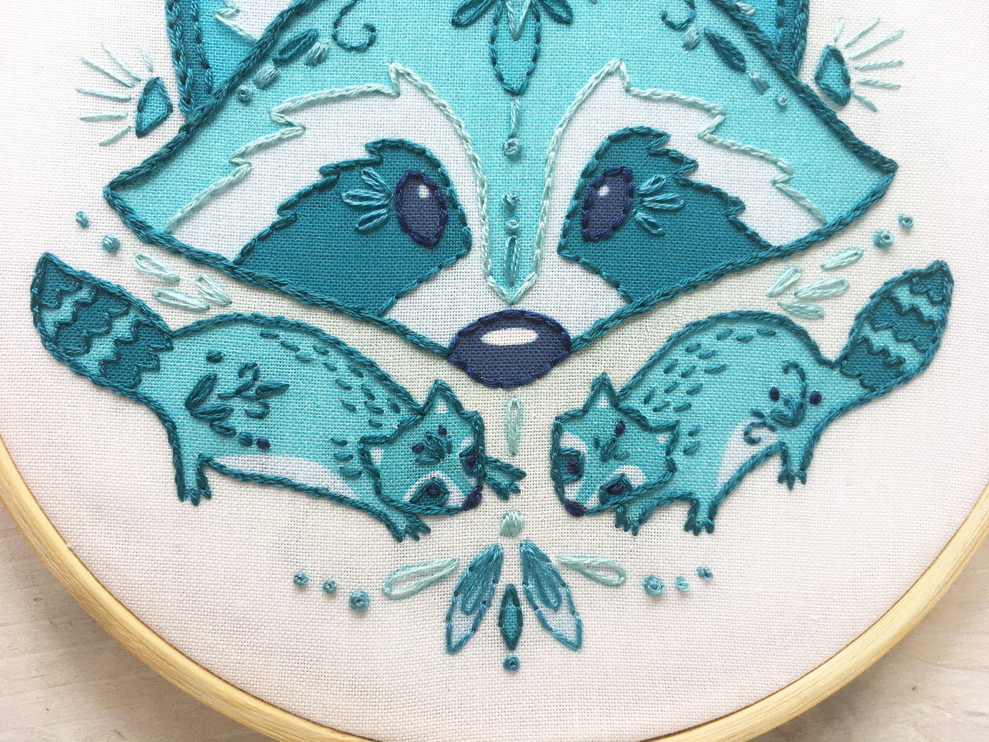 Blue raccoon hand embroidery pattern download â little dear shop
